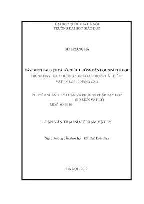 Hướng Dẫn Tự Học Vật Lý Lớp 10: Xây Dựng Tài Liệu Động 