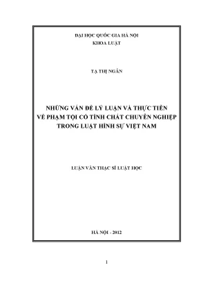 Phạm tội chuyên nghiệp trong luật hình sự Việt Nam: Vấn