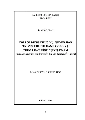 Nghiên cứu tội lợi dụng chức vụ quyền hạn trong thi hành