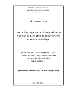 Thiết Kế Dạy Học Văn Học Dân Gian Ngữ Văn 10 Theo Hướng