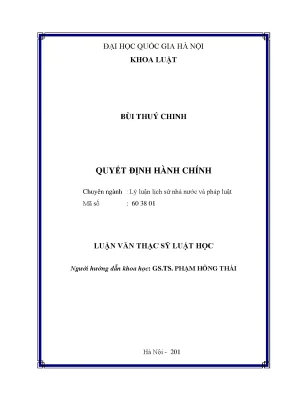 Nghiên cứu về Quyết định Hành chính trong Luật Hành 