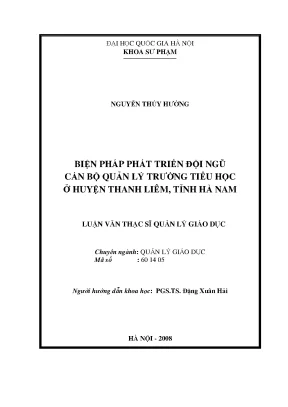 Phát Triển Đội Ngũ Cán Bộ Quản Lý Trường Tiểu Học Tại