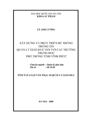 Phát Triển Hệ Thống Thông Tin Quản Lý Giáo Dục Tại