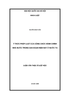 Ý Thức Pháp Luật Của Công Chức Hành Chính Nhà Nước Hiện Nay