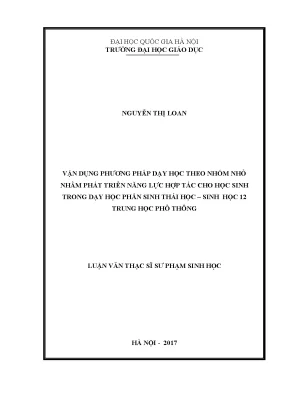Phương Pháp Dạy Học Nhóm Nhỏ Phát Triển Năng Lực Hợp Tác