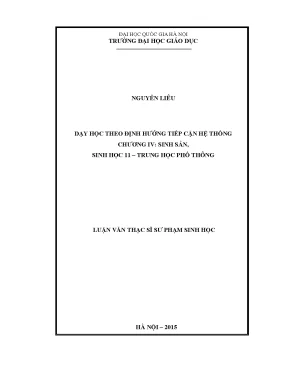 Nghiên cứu dạy học sinh học theo tiếp cận hệ thống lớp 11