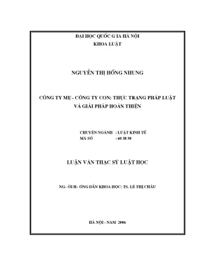 Mô Hình Công Ty Mẹ - Công Ty Con: Thực Trạng Pháp Luật