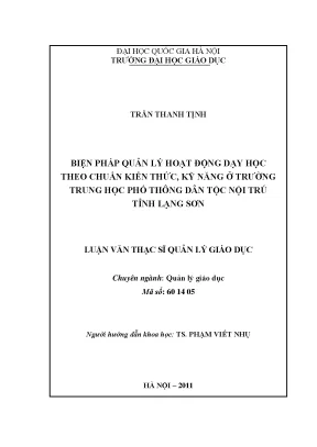 Quản lý dạy học theo chuẩn kiến thức tại trường THPT Dân