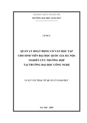 Quản lý hoạt động cố vấn học tập cho sinh viên tại Đại