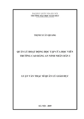 Quản Lý Hoạt Động Học Tập Tại Trường Cao Đẳng An Ninh
