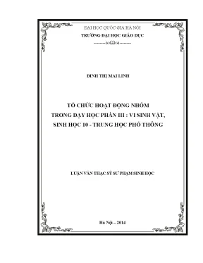 Tổ Chức Hoạt Động Nhóm Trong Dạy Học Vi Sinh Vật Lớp 10
