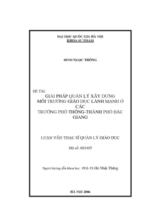 Giải pháp xây dựng môi trường giáo dục lành mạnh tại