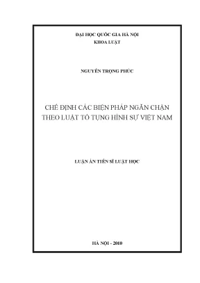 Biện Pháp Ngăn Chặn Trong Luật Tố Tụng Hình Sự Việt Nam