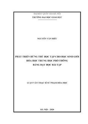 Phát Triển Hứng Thú Học Tập Cho Học Sinh Giỏi Hóa Học