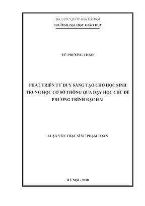 Phát Triển Tư Duy Sáng Tạo Cho Học Sinh Trung Học Cơ Sở