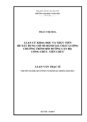 Xây Dựng Chỉ Số Đánh Giá Chất Lượng Chương Trình Bồi