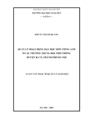 Quản lý dạy học tiếng Anh tại các trường THPT huyện Ba