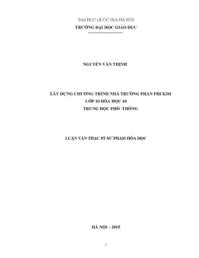 Xây Dựng Chương Trình Hóa Học 10: Phần Phi Kim cho Trung