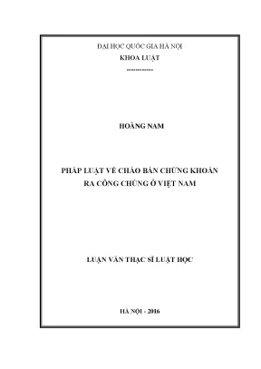 Pháp Luật Chào Bán Chứng Khoán Ra Công Chúng Tại Việt Nam