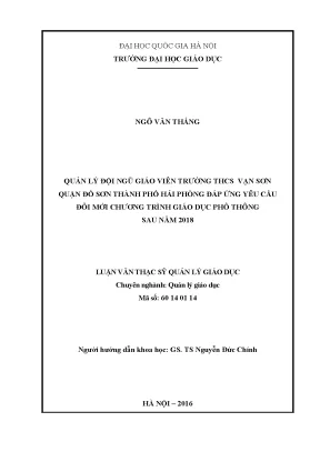 Quản lý đội ngũ giáo viên tại trường THCS Vạn Sơn: Đáp