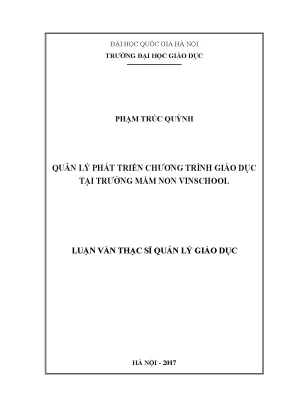 Quản Lý Phát Triển Chương Trình Giáo Dục Tại Trường Mầm