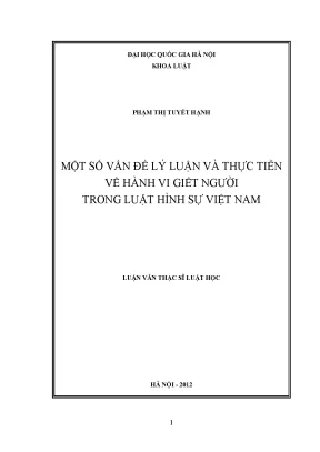 Nghiên cứu hành vi giết người trong luật hình sự Việt Nam