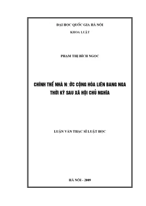 Chính Thể Nhà Nước Cộng Hòa Liên Bang Nga Sau Xã Hội Chủ