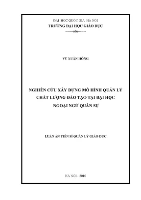 Mô Hình Quản Lý Chất Lượng Đào Tạo Tại Đại Học Ngoại Ngữ
