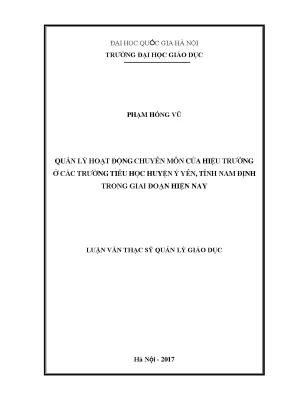 Quản Lý Hoạt Động Chuyên Môn Của Hiệu Trưởng Trường Tiểu