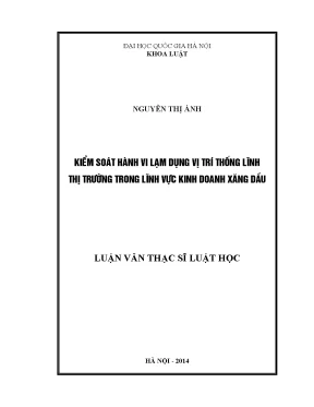 Kiểm Soát Hành Vi Lạm Dụng Vị Trí Thống Lĩnh Thị Trường