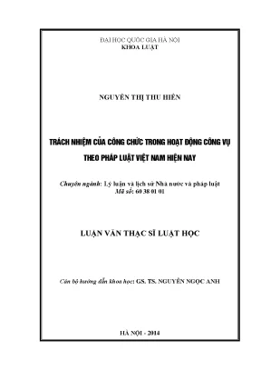 Trách Nhiệm Của Công Chức Trong Hoạt Động Công Vụ Theo 