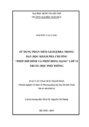 Ứng dụng phần mềm GeoGebra trong dạy học chương phép dời