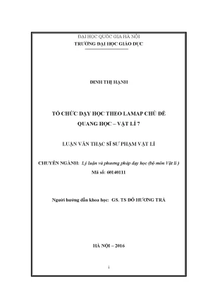 Tổ Chức Dạy Học Theo LAMAP Trong Quang Học Vật Lý 7