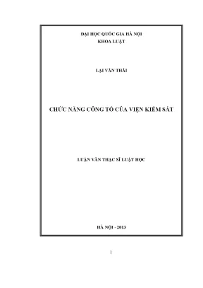 Chức Năng Công Tố Của Viện Kiểm Sát: Luận Văn Thạc Sĩ VNU