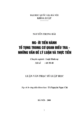 Người Tiến Hành Tố Tụng Trong Cơ Quan Điều Tra: Lý Luận