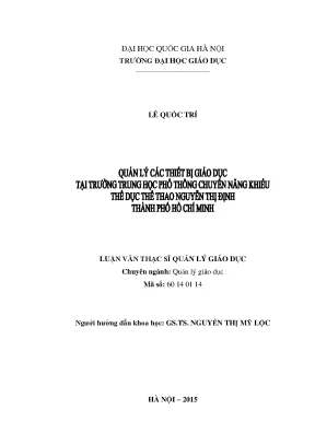Quản lý thiết bị giáo dục tại trường THPT chuyên năng