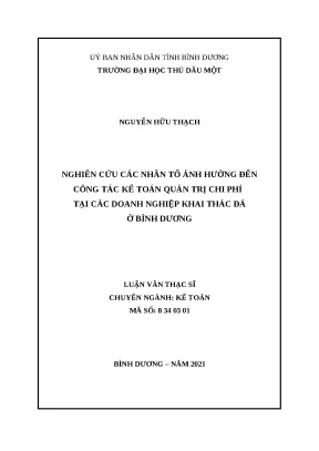 Nhân Tố Ảnh Hưởng Đến Kế Toán Quản Trị Chi Phí Doanh