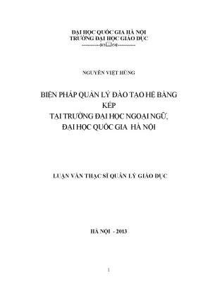 Quản lý đào tạo hệ bằng kép tại Đại học Ngoại ngữ - ĐHQGHN