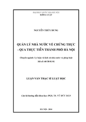 Quản Lý Nhà Nước Về Chứng Thực Tại Hà Nội: Thực Tiễn Và