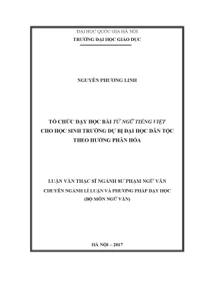 Tổ Chức Dạy Học Từ Ngữ Tiếng Việt Cho Học Sinh Dự Bị Đại
