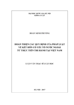 Hoàn thiện quy định pháp luật về kết hôn có yếu tố nước