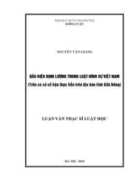 Dấu Hiệu Định Lượng Trong Luật Hình Sự Việt Nam: Nghiên