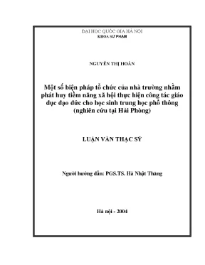 Biện pháp tổ chức giáo dục đạo đức cho học sinh THPT tại