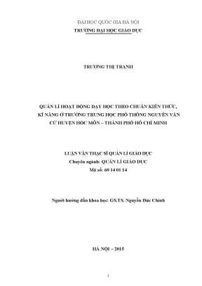 Quản lý hoạt động dạy học theo chuẩn kiến thức và kỹ
