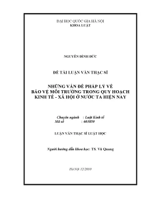Bảo Vệ Môi Trường Trong Quy Hoạch Kinh Tế - Xã Hội Ở