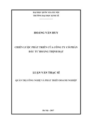 Chiến Lược Phát Triển Công Ty Cổ Phần Đầu Tư Hoàng Thịnh Đạt