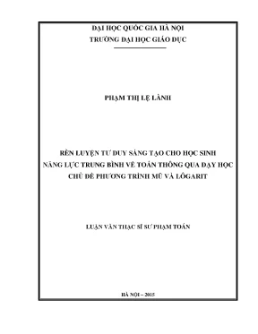 Rèn Luyện Tư Duy Sáng Tạo Trong Dạy Học Toán Cho Học