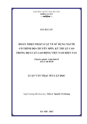 Hoàn thiện pháp luật về sử dụng người có trình độ chuyên