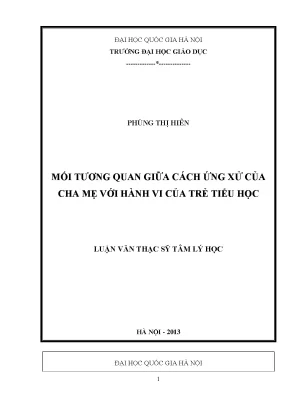 Mối Tương Quan Giữa Cách Ứng Xử Của Cha Mẹ Và Hành Vi