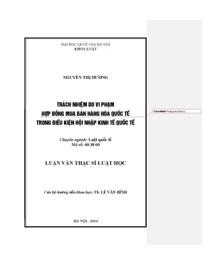 Trách Nhiệm Do Vi Phạm Hợp Đồng Mua Bán Hàng Hóa Quốc Tế